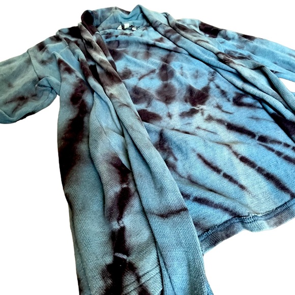 Yak n Yeti Tie Dye Blue & Dark Purple Open Cardigan Size Medium - Picture 3 of 16
